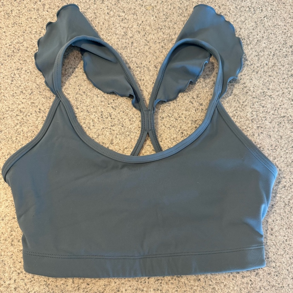 Gray Ruffle Sports Bra - JoyLab